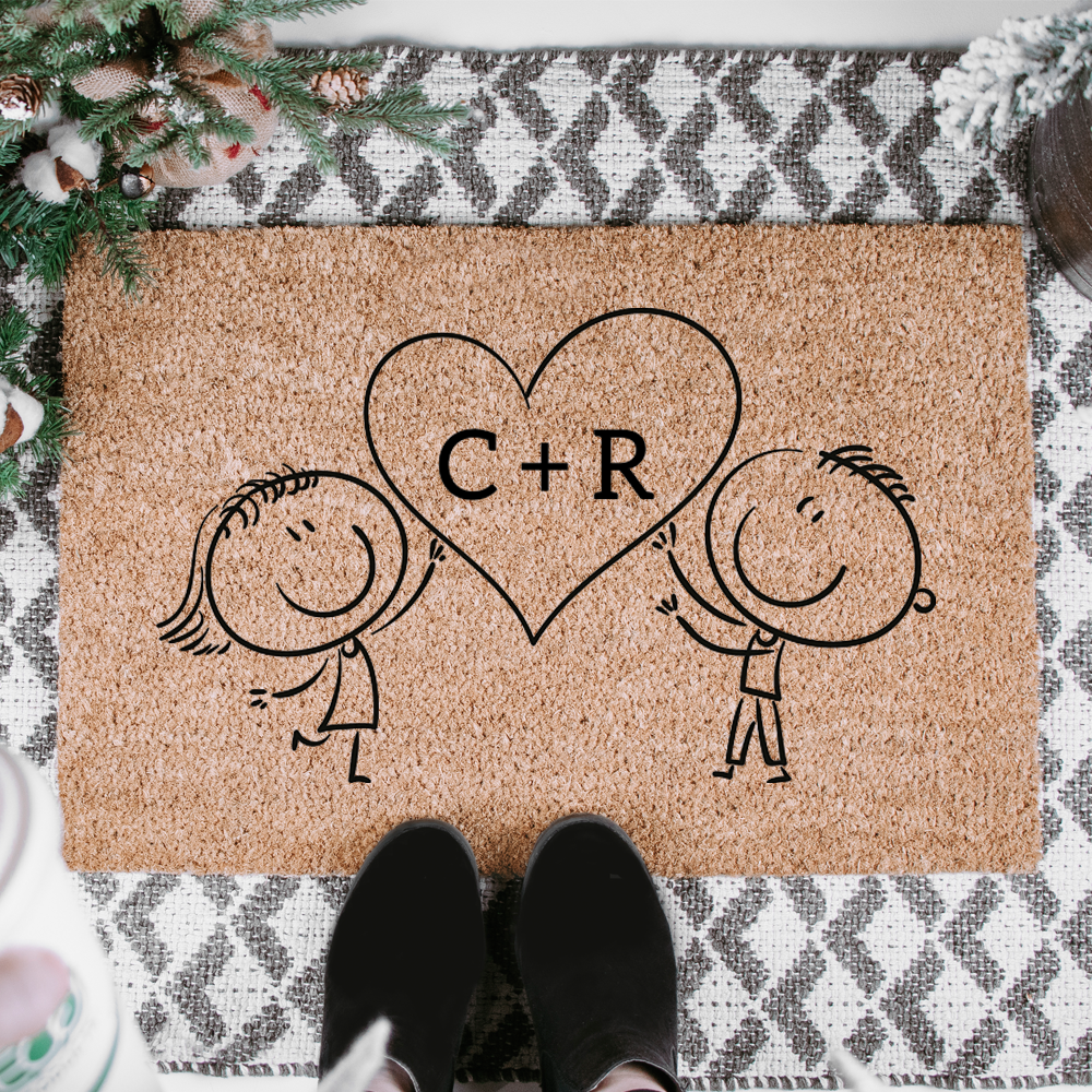 Personalisierte Fußmatte mit Wunschnamen | Just married – Goldverlauf | 35  x 50 cm oder 40 x 60 cm | Geschenkidee zur Hochzeit für Paare